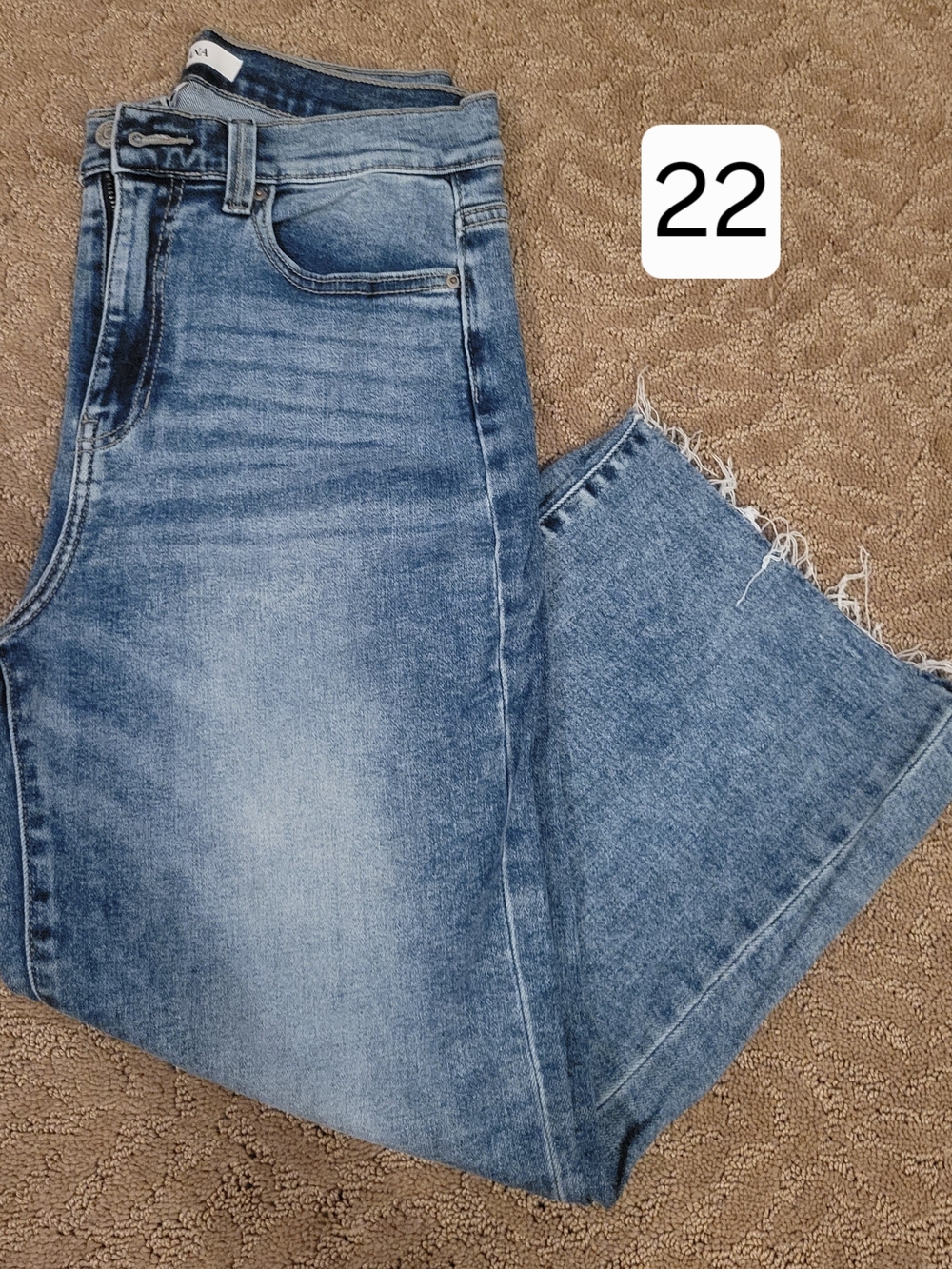 Light Wash High-Rise Cropped Wide Leg Jeans - Frayed Hem